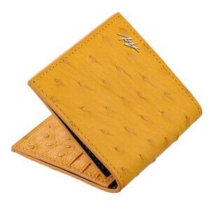 Handmade Ostrich Leather Slim Wallet – Oxford Gold Luxury Minimalist Wallet
